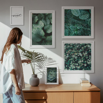 Väggdekoration tavelset Gröna blad moderna växter
