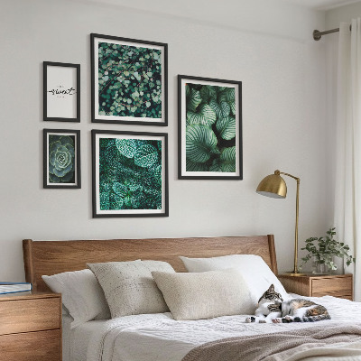 Väggdekoration tavelset Gröna blad moderna växter