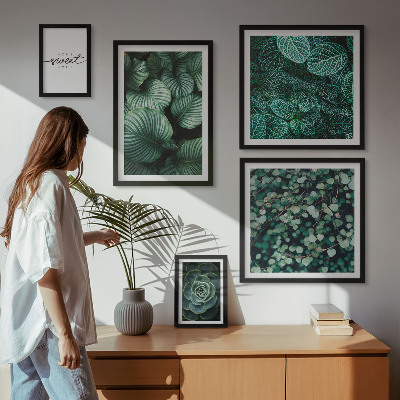 Väggdekoration tavelset Gröna blad moderna växter