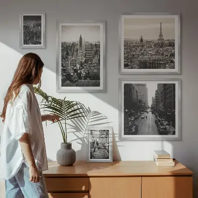 Stadspanoramor över europeiska huvudstäder set om 5 tavlor