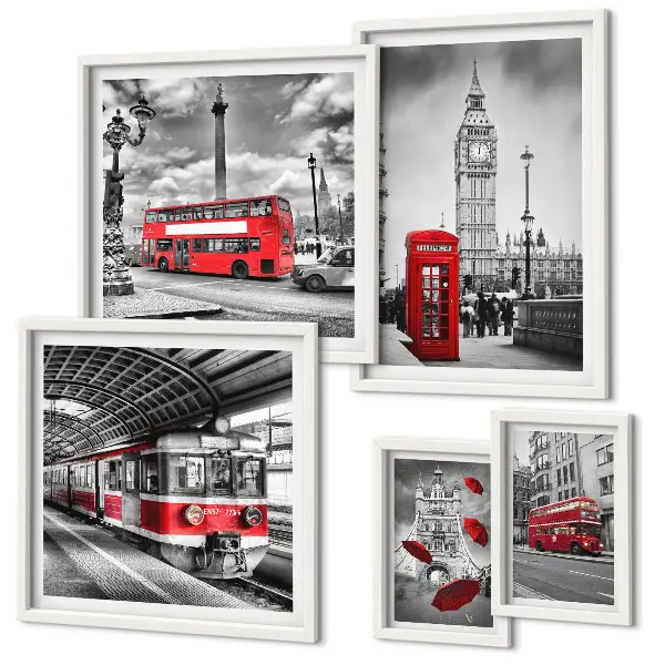 Londonmotiv med accenter set om 5 tavlor