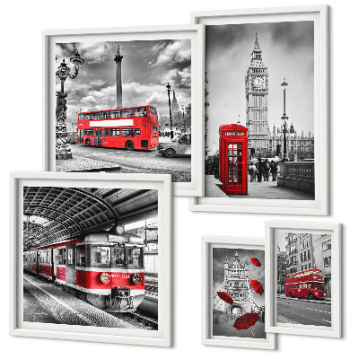 Set om 5 tavlor Londonmotiv med accenter