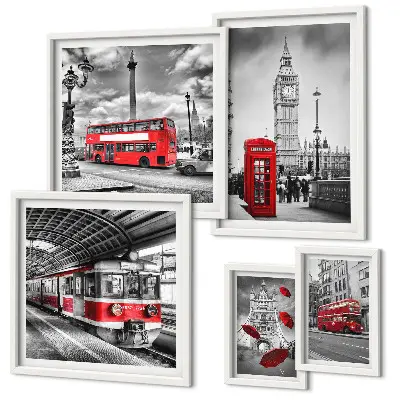 Londonmotiv med accenter set om 5 tavlor