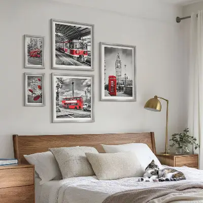 Londonmotiv med accenter set om 5 tavlor