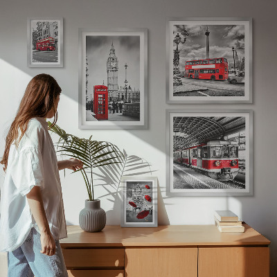 Set om 5 tavlor Londonmotiv med accenter