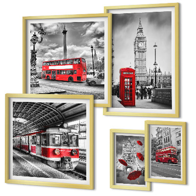 Set om 5 tavlor Londonmotiv med accenter