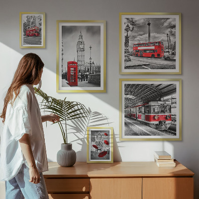 Set om 5 tavlor Londonmotiv med accenter