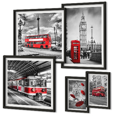 Set om 5 tavlor Londonmotiv med accenter