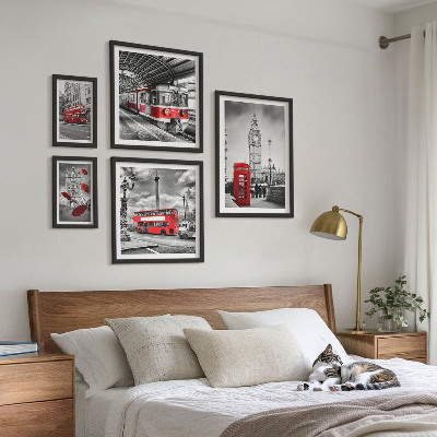 Set om 5 tavlor Londonmotiv med accenter