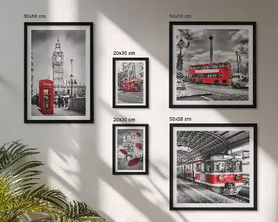 Londonmotiv med accenter set om 5 tavlor