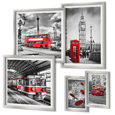Set om 5 tavlor Londonmotiv med accenter
