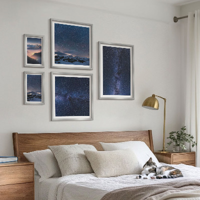 Tavelvägg med 5 tavlor Kosmiska himmelslandskap