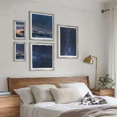 Kosmiska himmelslandskap tavelvägg med 5 tavlor
