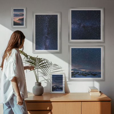 Tavelvägg med 5 tavlor Kosmiska himmelslandskap