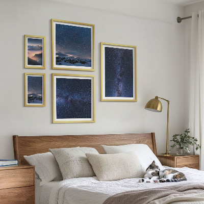 Tavelvägg med 5 tavlor Kosmiska himmelslandskap
