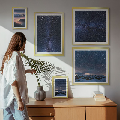 Tavelvägg med 5 tavlor Kosmiska himmelslandskap