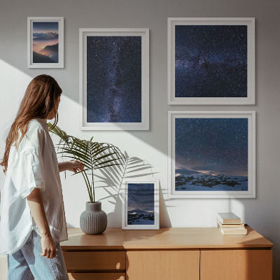 Tavelvägg med 5 tavlor Kosmiska himmelslandskap