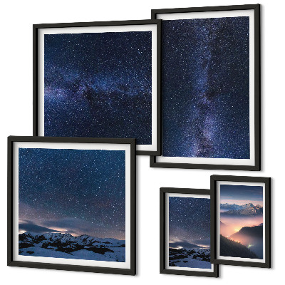 Tavelvägg med 5 tavlor Kosmiska himmelslandskap