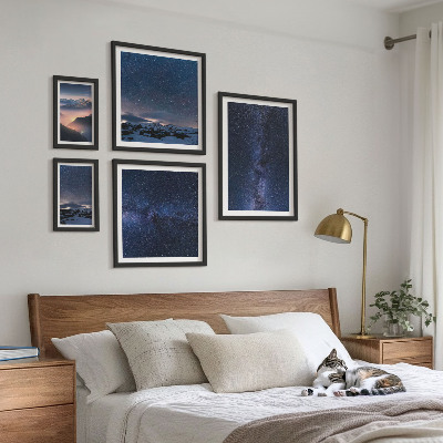 Tavelvägg med 5 tavlor Kosmiska himmelslandskap