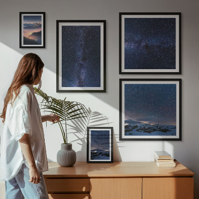 Tavelvägg med 5 tavlor Kosmiska himmelslandskap