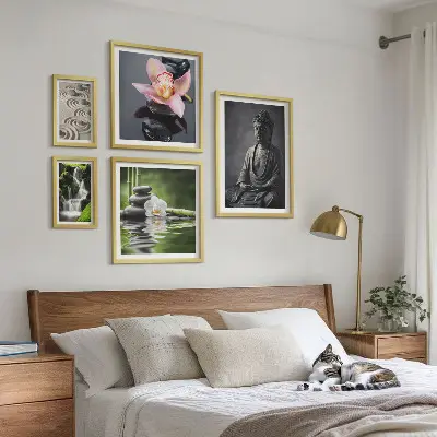 Väggdekoration tavelset med naturinspirerat zenmotiv
