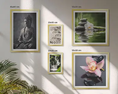 Väggdekoration tavelset med naturinspirerat zenmotiv