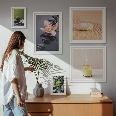 Väggdekoration tavelset Avslappning zen stenar orkidéer