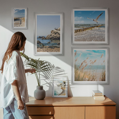 Väggdekoration tavelset Strandlandskap vid havet