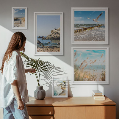 Väggdekoration tavelset Strandlandskap vid havet