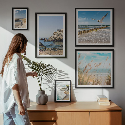 Väggdekoration tavelset Strandlandskap vid havet