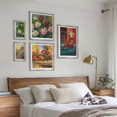 Tavelvägg med 5 tavlor Blomcyklars pittoreska