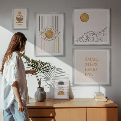 Set om 5 tavlor Abstrakta geometriska texter