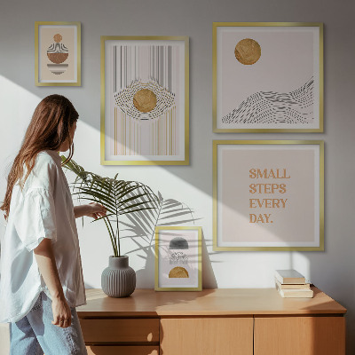 Set om 5 tavlor Abstrakta geometriska texter