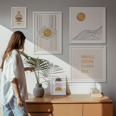 Set om 5 tavlor Abstrakta geometriska texter