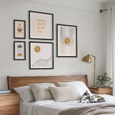 Set om 5 tavlor Abstrakta geometriska texter