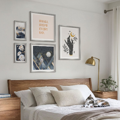 Tavelvägg med 5 tavlor Boho-stil med natur och budskap