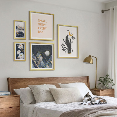 Tavelvägg med 5 tavlor Boho-stil med natur och budskap