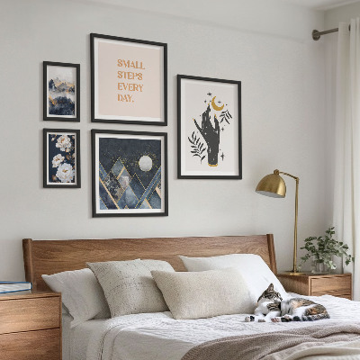 Tavelvägg med 5 tavlor Boho-stil med natur och budskap