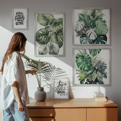 Väggdekoration tavelset Växtmotiv boho citat