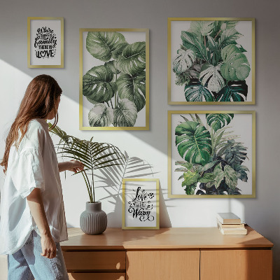 Väggdekoration tavelset Växtmotiv boho citat