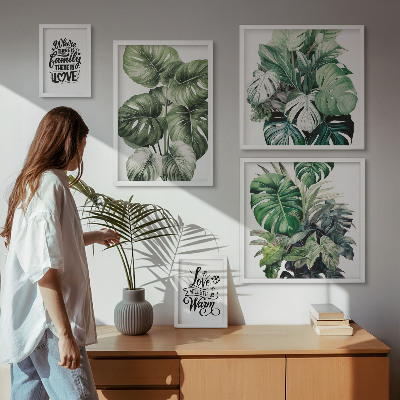 Väggdekoration tavelset Växtmotiv boho citat
