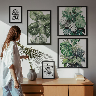 Väggdekoration tavelset Växtmotiv boho citat