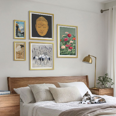 Set om 5 tavlor Asiatiska landskapsblommor