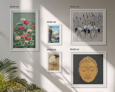 Set om 5 tavlor Asiatiska landskapsblommor