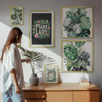 Väggdekoration tavelset Plantera boho-accenter i grönt