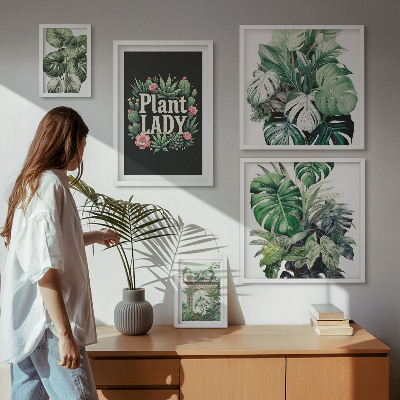 Väggdekoration tavelset Plantera boho-accenter i grönt