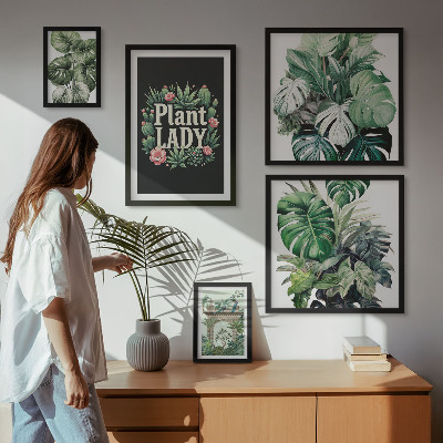 Väggdekoration tavelset Plantera boho-accenter i grönt