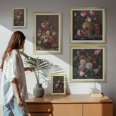Väggdekoration tavelset Klassiska blomkompositioner