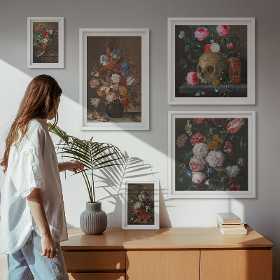 Väggdekoration tavelset Klassiska blomkompositioner