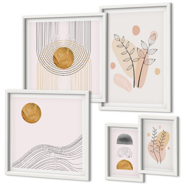 Set om 5 tavlor Snygga minimalistiska växter